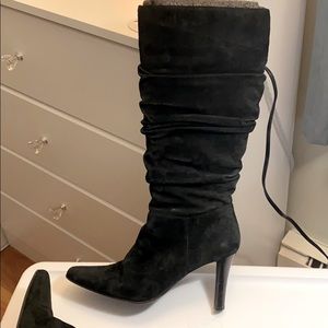 Bass Sloane black suede slouch boots